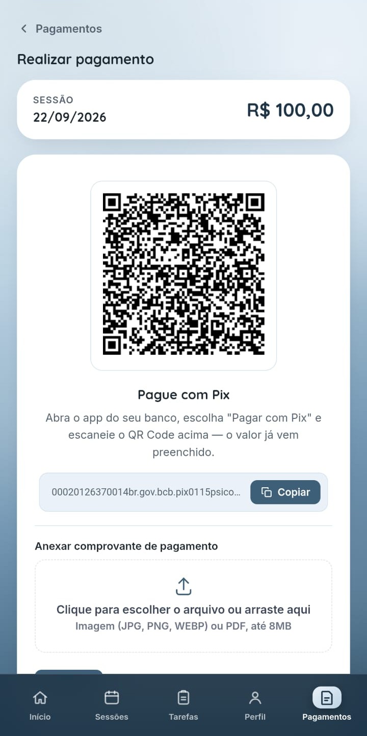 Tela de agendamento de sessão do Portal do Paciente, com dias e horários disponíveis